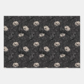 Feuille De Papier Cadeau Corbeau gothique Corbeau Floral (Devant 2)