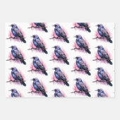 Feuille De Papier Cadeau Corbeau noir sur un Motif de branche (Devant)