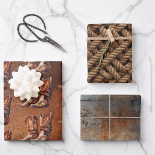 Feuille De Papier Cadeau Corde Brown Howdy Cowboy
