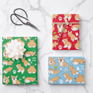 Feuille De Papier Cadeau Corgi Story Noël