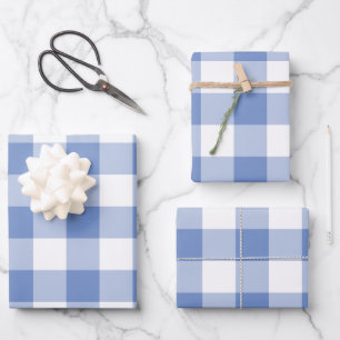 Feuille De Papier Cadeau Cornflower Bleu En vichy Check Plaid