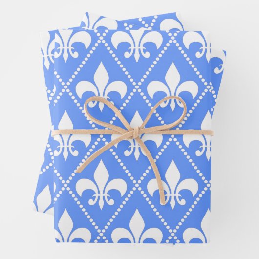 Feuille De Papier Cadeau Cornflower Fleur de Lis (En situation)