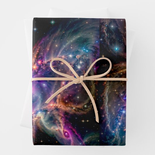 Feuille De Papier Cadeau Cosmic Nebula Energy Swirl Wrapping Paper (En situation)