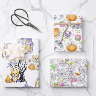 Feuille De Papier Cadeau Costume d'Halloween mignon Animaux Traitements