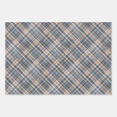 Feuille De Papier Cadeau Cosy Bleu et Tan Plaid Pine Cônes et Home Wrappi (Devant 2)