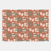 Feuille De Papier Cadeau Cosy Boho Rose, Vert & Clay (Devant)