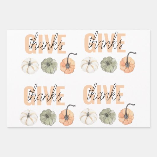 Feuille De Papier Cadeau Cosy Pastel Donner Merci et Citrouille (Devant)