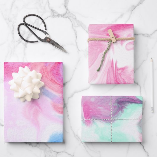 Feuille De Papier Cadeau Coton bonbon rose pourpre (Recto)