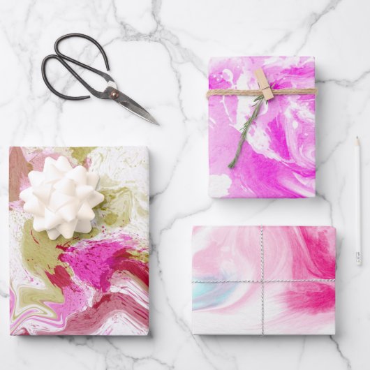 Feuille De Papier Cadeau Coton bonbon rose pourpre (Recto)