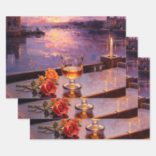 Feuille De Papier Cadeau Coucher de soleil à Venise Whisky & Roses