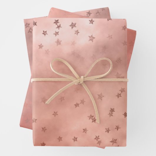 Feuille De Papier Cadeau Coucher de soleil rose gold nuageux (En situation)