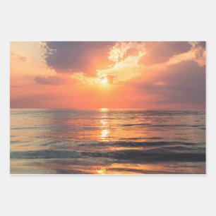 Feuille De Papier Cadeau coucher de soleil sur l'eau