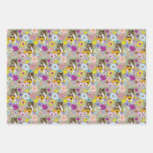 Feuille De Papier Cadeau Cougar Mountain Lion Puma Fleurs (Devant 2)