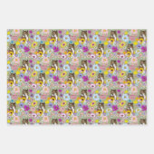 Feuille De Papier Cadeau Cougar Mountain Lion Puma Fleurs (Devant)