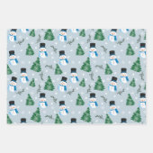 Feuille De Papier Cadeau Couleur d'eau douce Motif neige d'hiver (Devant 3)