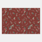 Feuille De Papier Cadeau Couleur foncée Foliage rustique (Devant 2)