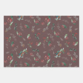 Feuille De Papier Cadeau Couleur foncée Foliage rustique (Devant)