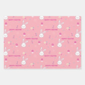 Feuille De Papier Cadeau Couleur Pastel mignonne Lapin de Pâques Floral (Devant)