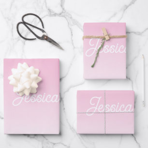Feuille De Papier Cadeau Couleur rose clair ombrée (modifiable) et votre te