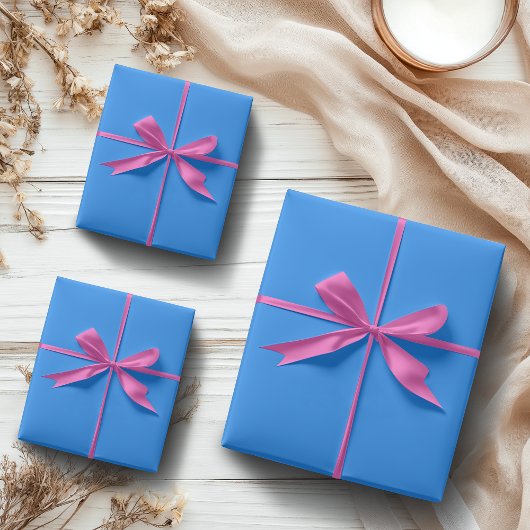 Feuille De Papier Cadeau Couleur solide bleu Dodger | Classique | Élégant