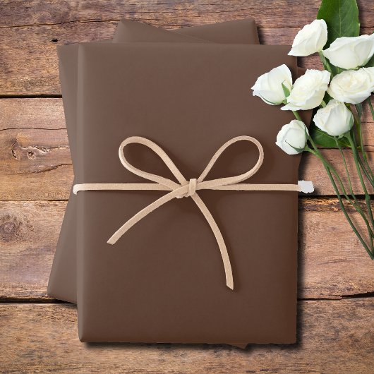 Feuille De Papier Cadeau Couleur solide Brown noix | Classique | Élégant