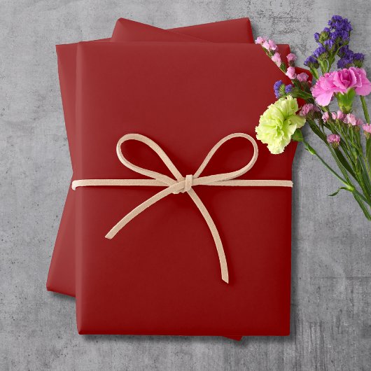 Feuille De Papier Cadeau Couleur solide Velours rouge | Classique | Élégant