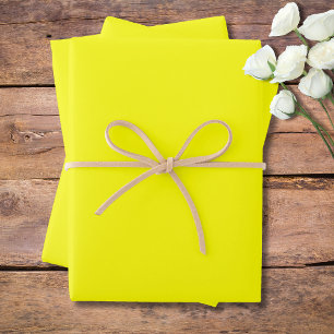 Feuille De Papier Cadeau Couleur uni jaune néon Classique Élégant