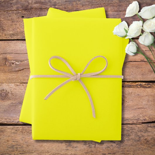 Feuille De Papier Cadeau Couleur uni jaune néon | Classique | Élégant