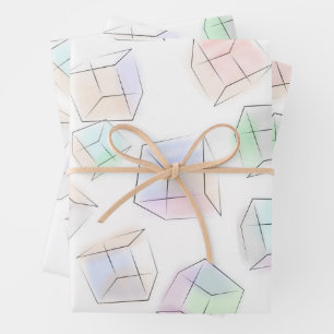 Feuille De Papier Cadeau Couleurs cubes 3D Jeter oreiller