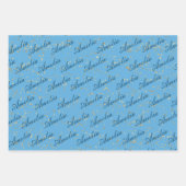 Feuille De Papier Cadeau Couleurs de bleu - Motifs diplômés (Devant 3)