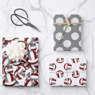Feuille De Papier Cadeau Couleurs de l'équipe de Maroon gris coordination v