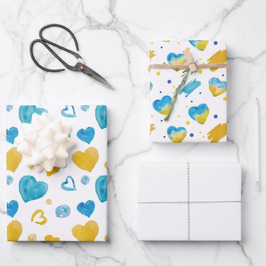 Feuille De Papier Cadeau Couleurs de l'Ukraine bleu jaune blanc (Recto)