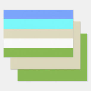 Feuille De Papier Cadeau Couleurs de plage rayées de la bande de recouvreme