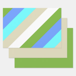 Feuille De Papier Cadeau Couleurs de plage rayées de la bande de recouvreme