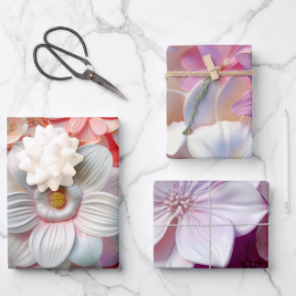 Feuille De Papier Cadeau Couleurs Douces Élégantes Pétales de Fleur Rose Fl