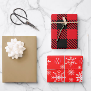 Feuille De Papier Cadeau Couleurs modernes Noël motif élégant cadeau rouge
