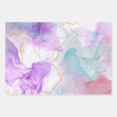 Feuille De Papier Cadeau Couleurs violettes, vertes, roses, élégantes (Devant 2)