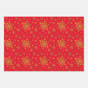 Feuille De Papier Cadeau Coup de neige de Noël Jaune sur l'écharpe rouge