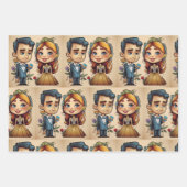 Feuille De Papier Cadeau Couple Mariage mignon (Devant 3)