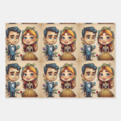 Feuille De Papier Cadeau Couple Mariage mignon (Devant 2)