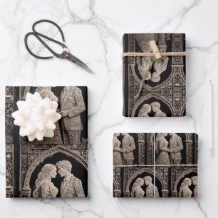 Feuille De Papier Cadeau Couple Mariage mignon en