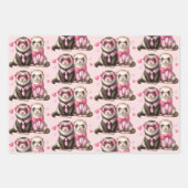 Feuille De Papier Cadeau Couple Otter mignon en Motif d'amour (Devant 2)