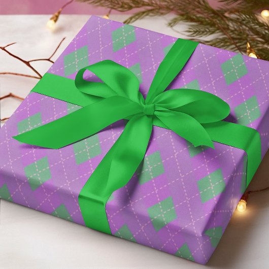 Feuille De Papier Cadeau Courbe de Noël Populaire Rose violet vert