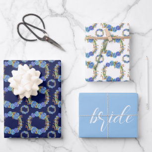 Feuille De Papier Cadeau Couronne de Bleuet pour Baby Shower