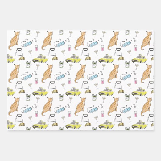 Feuille De Papier Cadeau Couronne de Cocktail Rétro Milieu de Siècle Glamou (Devant 3)