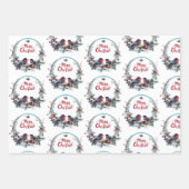 Feuille De Papier Cadeau Couronne De Noël Aux Oiseaux (Devant)