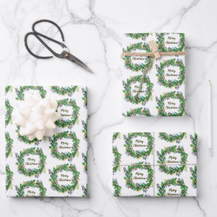 Feuille De Papier Cadeau Couronne de Noël Joyeux Noël