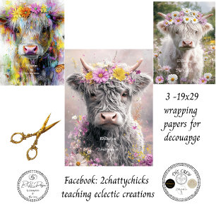 Feuille De Papier Cadeau Couronne florale fantaisiste des Highlands en déco