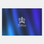 Feuille De Papier Cadeau Couronne royale bleu brillant (Devant 3)