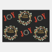 Feuille De Papier Cadeau Couronnes de Noël modernes et joie (Devant 3)